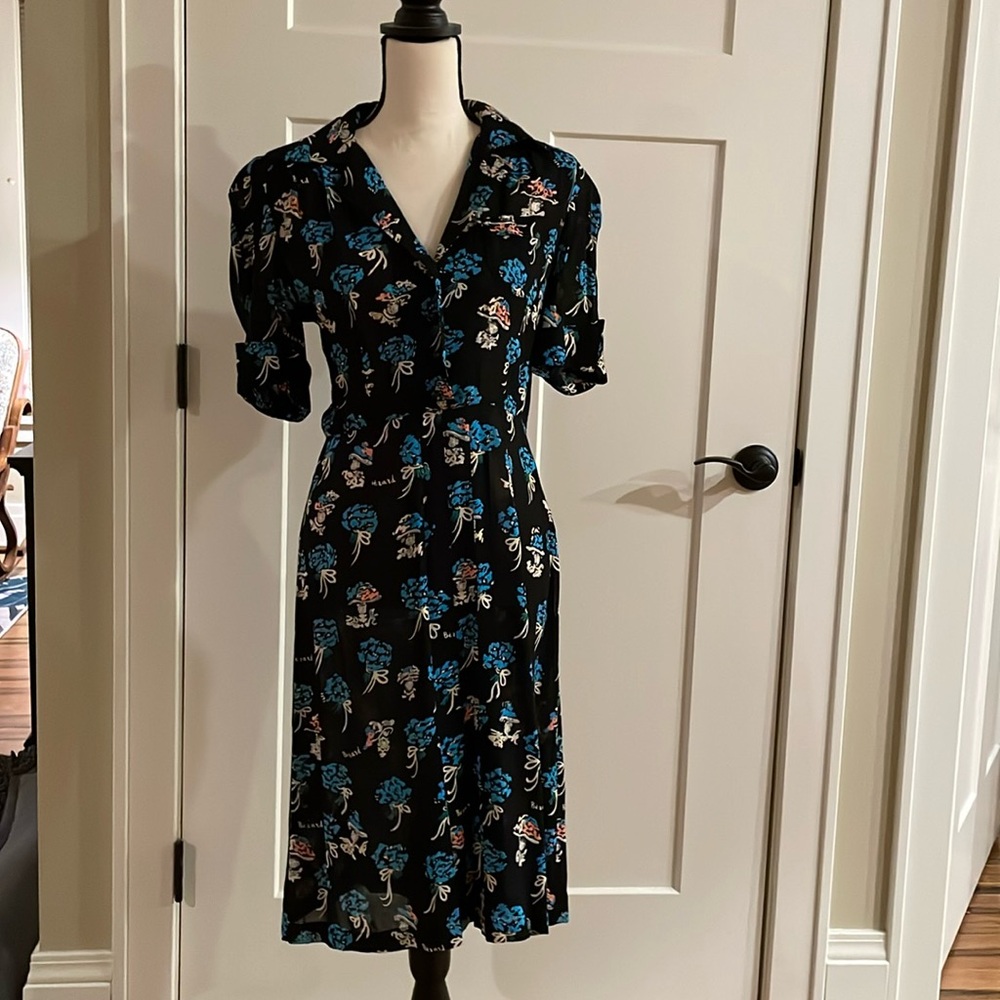 Anna Sui size 4 dress with 4 button front snd side zip.